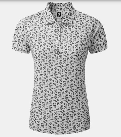 FootJoy - Floral Print Lisle Polo - wit/zwart